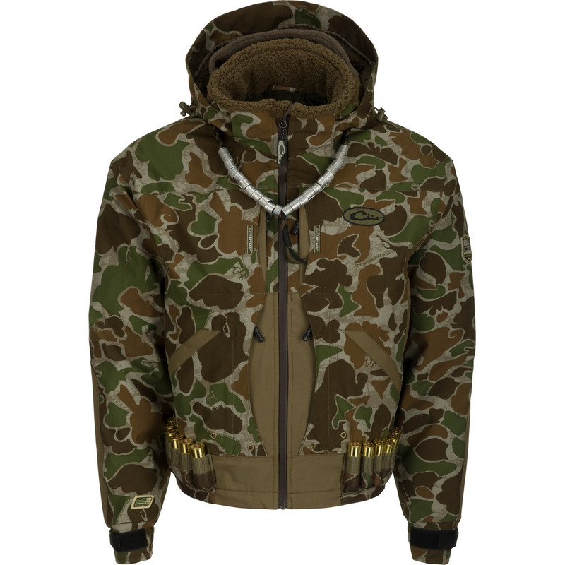 Drake Guardian Elite Flooded Timber Insulated Hunting Jacket in Old School Green Color